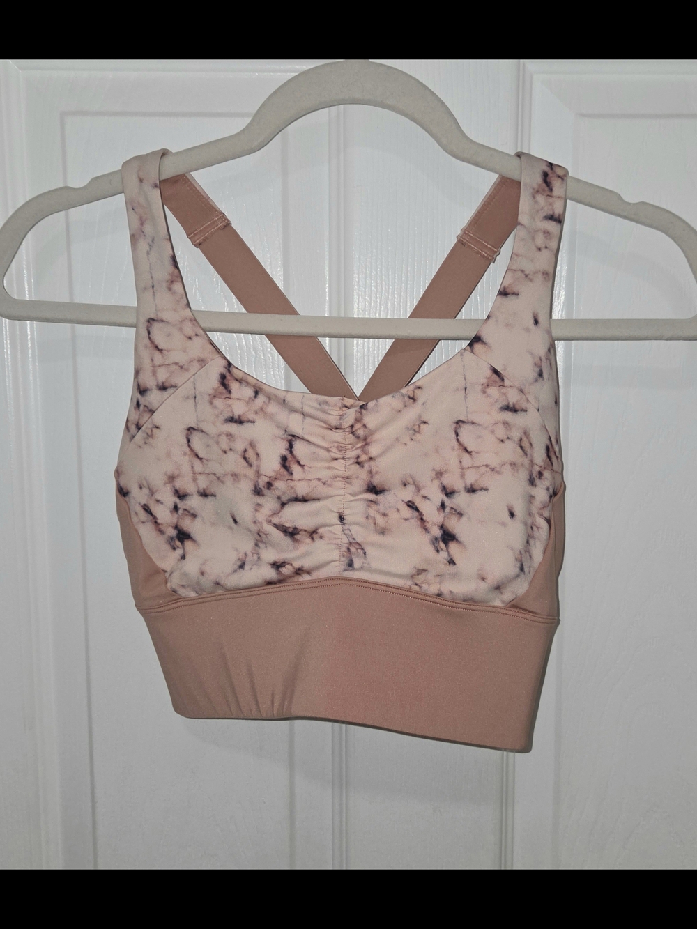 Handful Womens Sport-ready Gametime Marbelous Sports Bra Racer-back Sz M SEE DES